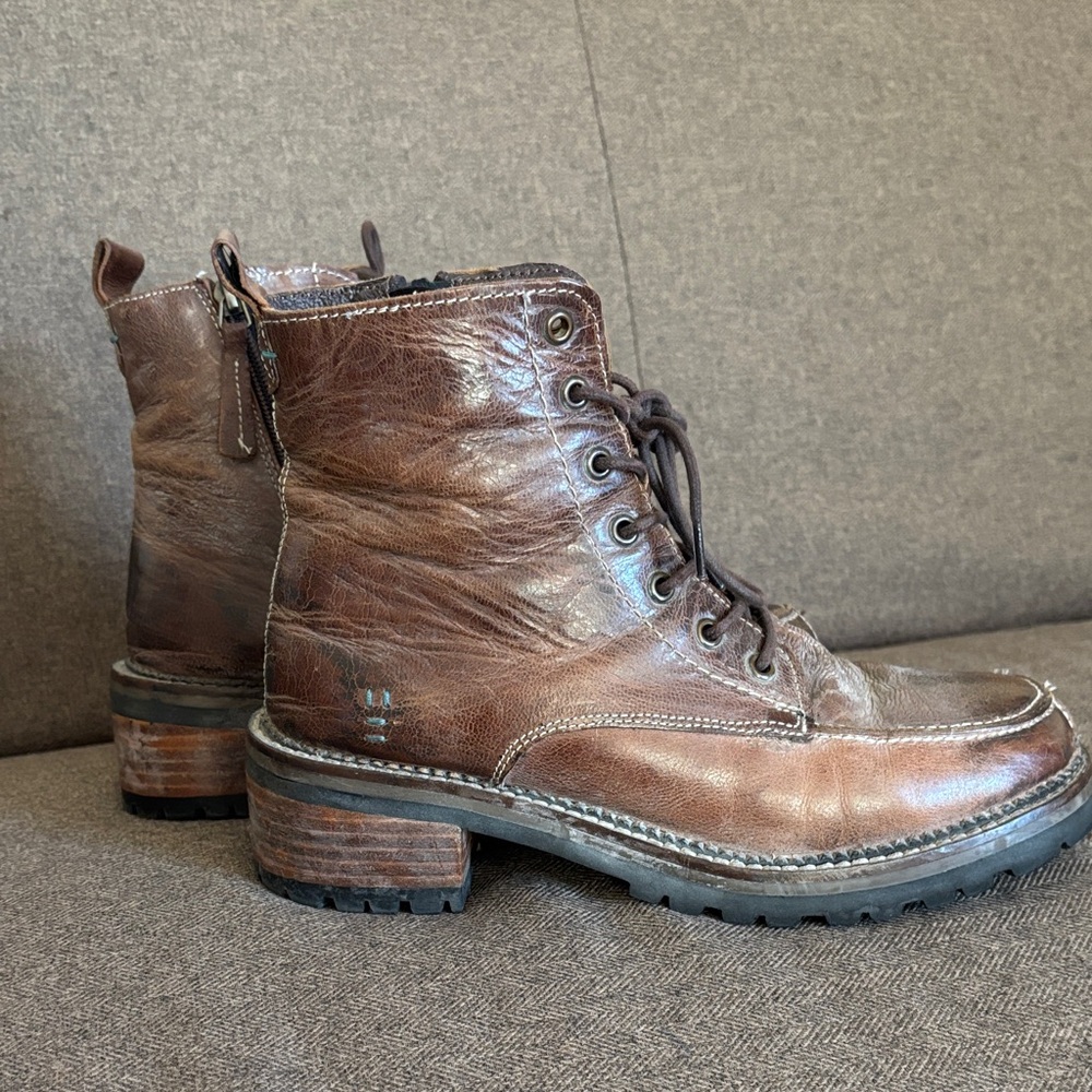 Roan Brown Leather Combat Boots